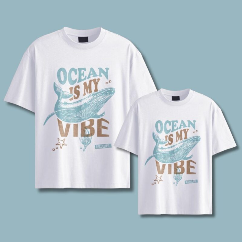 Combo de remera adulto niño recuelife ocean is my vibe