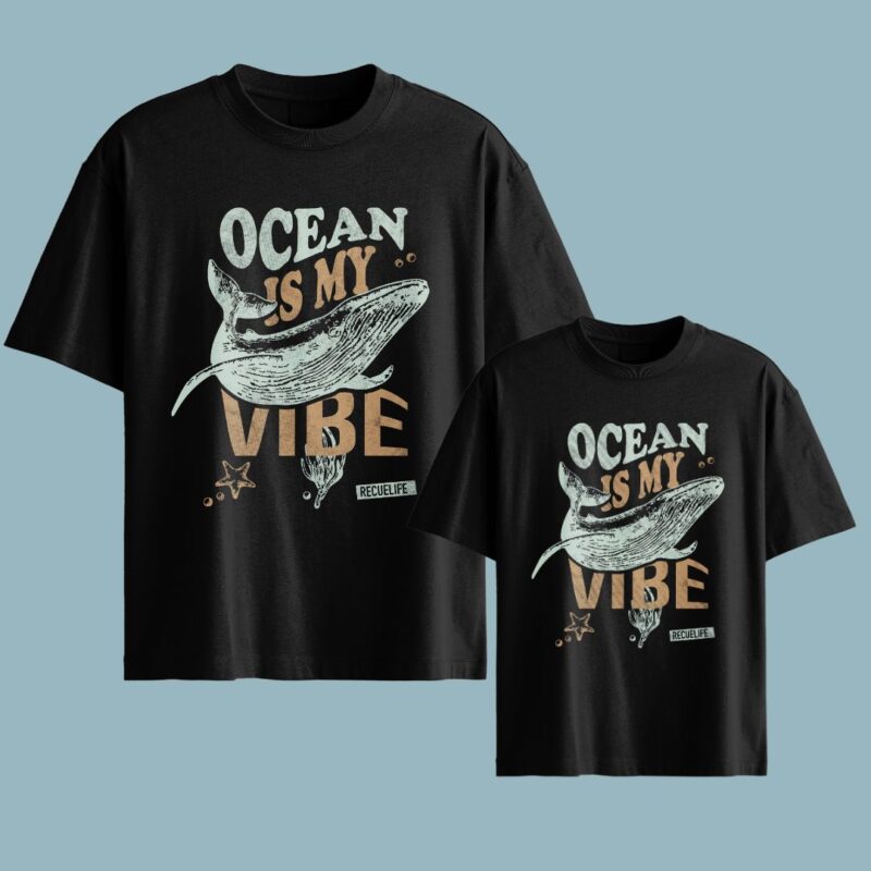 Combo de remera adulto niño recuelife ocean is my vibe