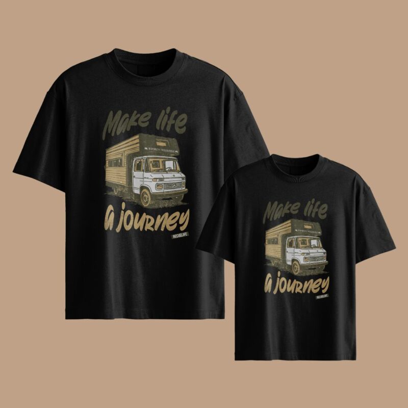 combo de remera make life a journey recuelife adulto y niño