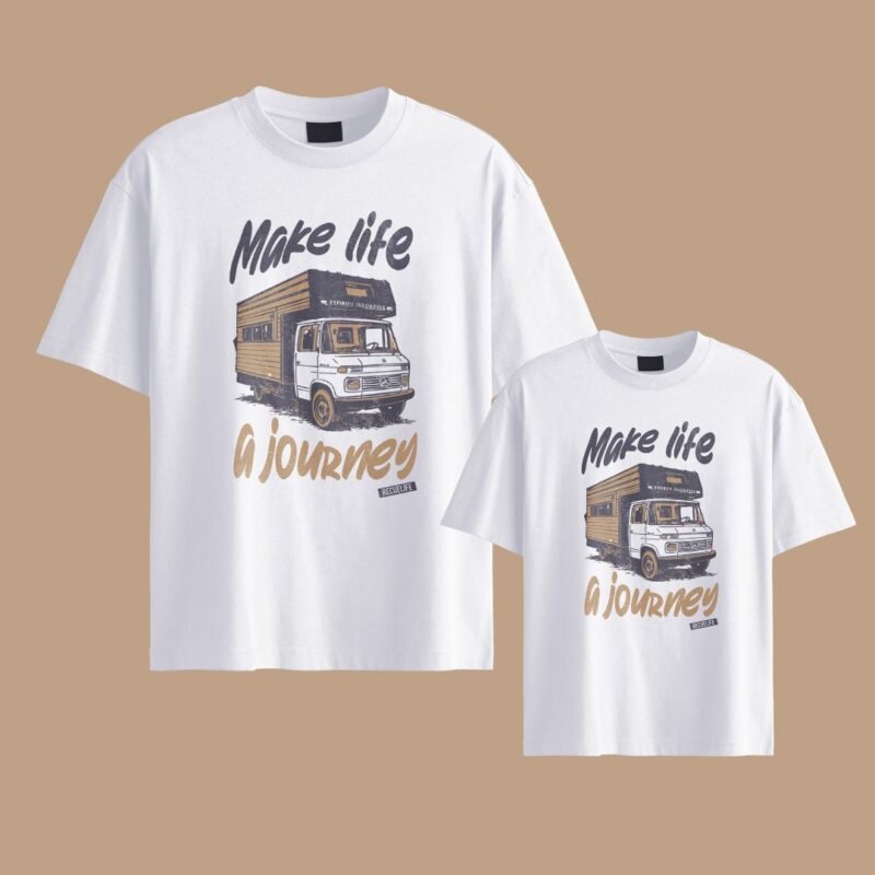 combo de remera make life a journey recuelife adulto y niño