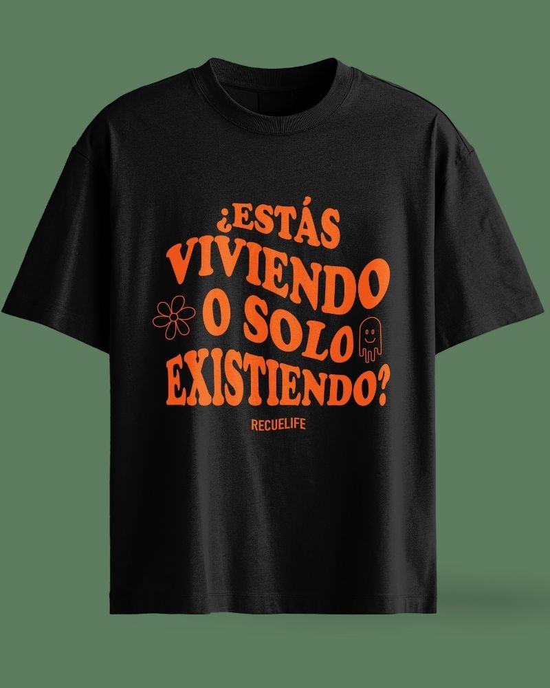 Modelo de remera estas viviendo o existiendo Recuelife