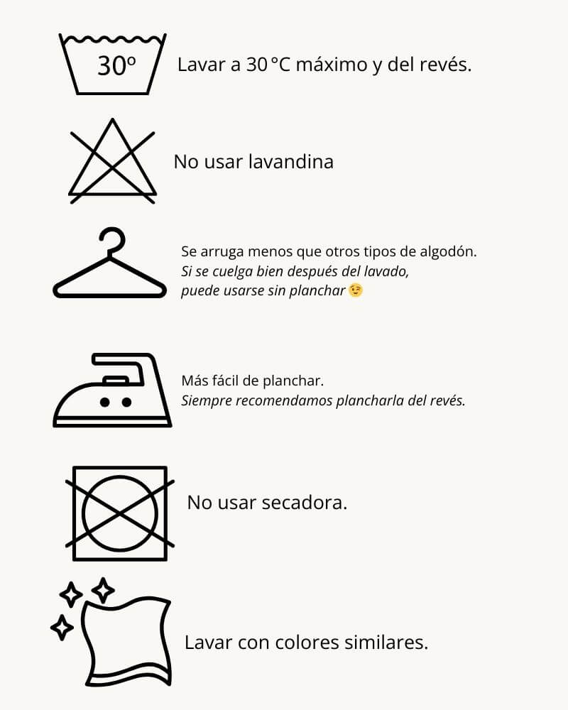 Instrucciones de cuidado para las prendas de Recuelife