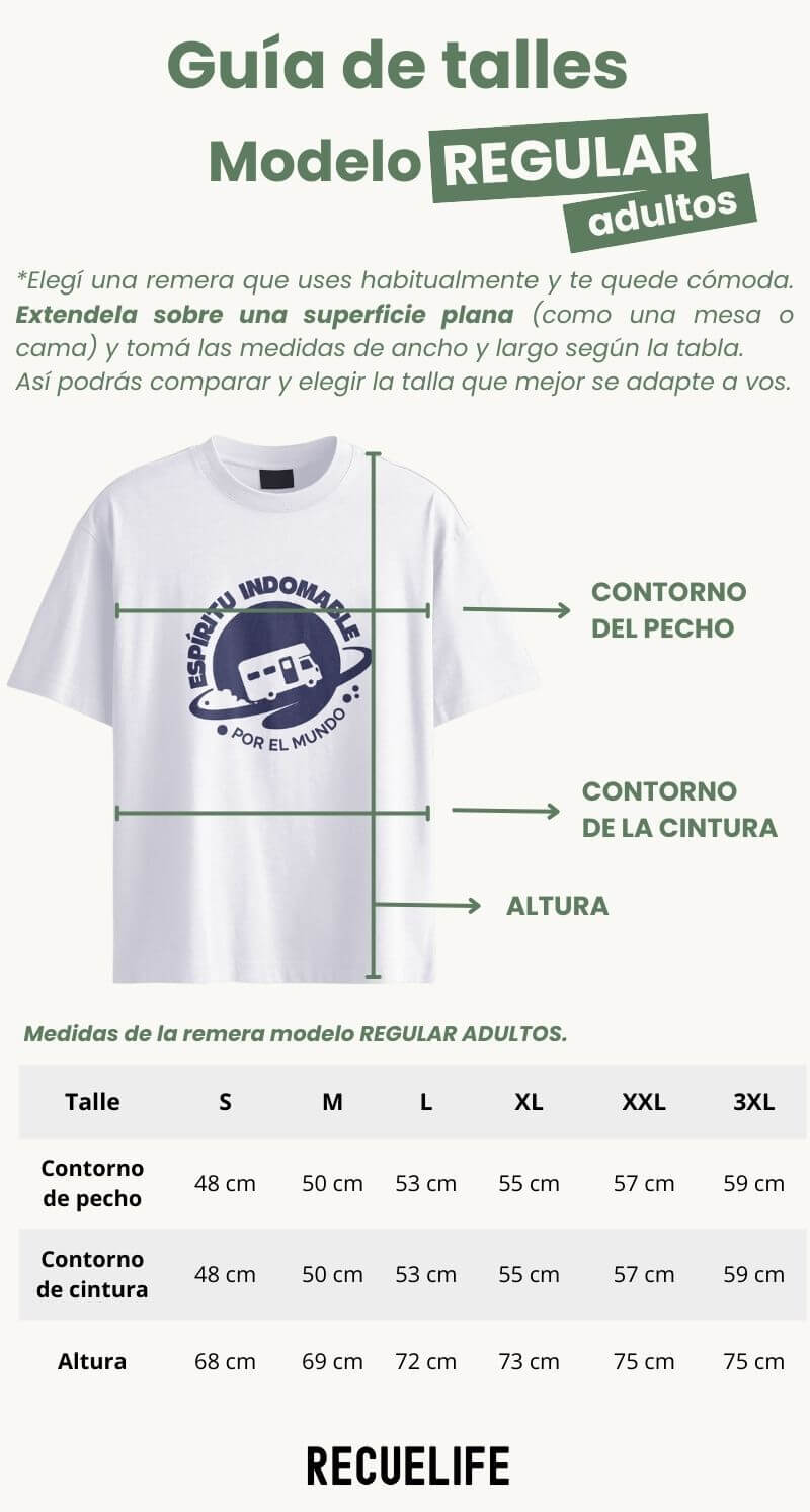 Guía de talles Celular REGULAR